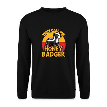 Lustiger Honigdachs Sie nennen mich Honigdachs und sagen - Unisex Pullover - Schwarz - Vorne - Alina (178cm) & Michal (187cm)