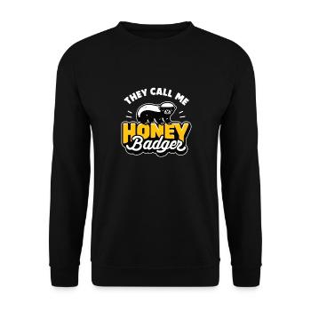 Lustiger Honigdachs Sie nennen mich Honigdachs und sagen - Unisex Pullover - Schwarz - Vorne - Alina (178cm) & Michal (187cm)