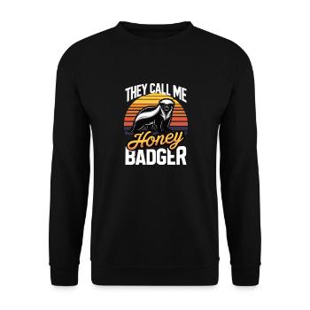 Lustiger Honigdachs Sie nennen mich Honigdachs und sagen - Unisex Pullover - Schwarz - Vorne - Alina (178cm) & Michal (187cm)