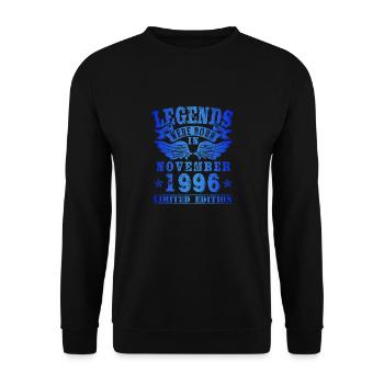 Legends were born in November 1996 Geburtstag - Unisex Pullover - Schwarz - Vorne - Alina (178cm) & Michal (187cm)