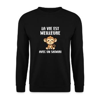 Singe Saïmiri - Sweat-shirt Unisexe - noir - Devant - Alina (178cm) & Michal (187cm)