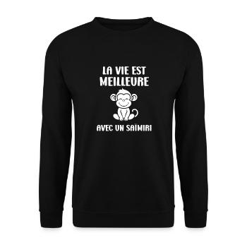 Singe Saïmiri - Sweat-shirt Unisexe - noir - Devant - Alina (178cm) & Michal (187cm)
