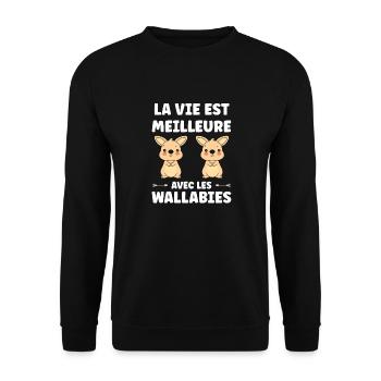 Wallaby - Sweat-shirt Unisexe - noir - Devant - Alina (178cm) & Michal (187cm)