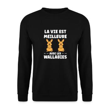 Wallaby - Sweat-shirt Unisexe - noir - Devant - Alina (178cm) & Michal (187cm)
