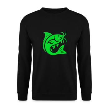 Poisson-chat, poisson-chat, poisson-chat vert, pêche au poisson, pêcheur - Sweat-shirt Unisexe - noir - Devant - Alina (178cm) & Michal (187cm)