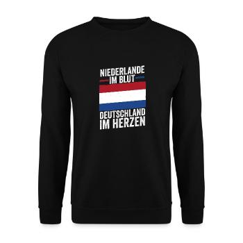 Néerlandais Allemand Pays-Bas Pays-Bas - Sweat-shirt Unisexe - noir - Devant - Alina (178cm) & Michal (187cm)