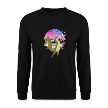Eichhorn Eichhörnchen Schmetterlinge Frühling - Unisex Pullover - Schwarz - Vorne - Alina (178cm) & Michal (187cm)