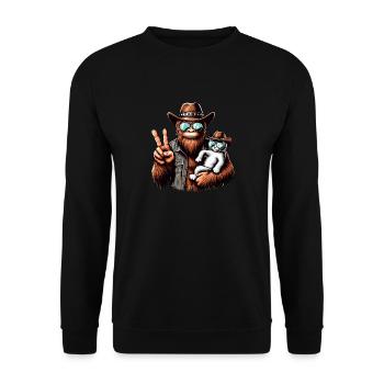 Lunettes de soleil Bigfoot et chat drôle cryptide - Sweat-shirt Unisexe - noir - Devant - Alina (178cm) & Michal (187cm)