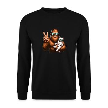 Lunettes de soleil Bigfoot et chat drôle cryptide - Sweat-shirt Unisexe - noir - Devant - Alina (178cm) & Michal (187cm)