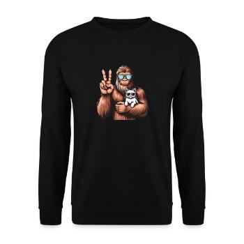 Lunettes de soleil Bigfoot et chat drôle cryptide - Sweat-shirt Unisexe - noir - Devant - Alina (178cm) & Michal (187cm)