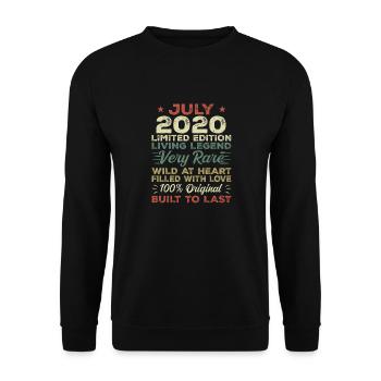 Geschenk Juli 2020 Jubiläum Juli 2020 Geburtstag - Unisex Pullover - Schwarz - Vorne - Alina (178cm) & Michal (187cm)