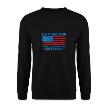 Make your Air Conditioning Great Again Funny HVAC - Unisex Sweatshirt - black - Front - Alina (178cm) & Michal (187cm)