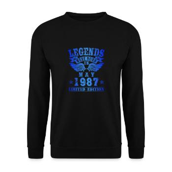 Legends were born in Mai 1987 Geburtstag - Unisex Pullover - Schwarz - Vorne - Alina (178cm) & Michal (187cm)