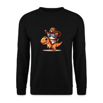 Dinosaurier Und Katze, T-Rex, Katzenbesitzer - Unisex Pullover - Schwarz - Vorne - Alina (178cm) & Michal (187cm)