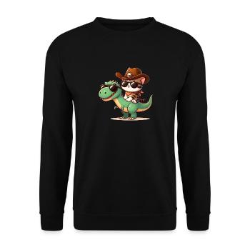 Dinosaurier Und Katze, T-Rex, Katzenbesitzer - Unisex Pullover - Schwarz - Vorne - Alina (178cm) & Michal (187cm)
