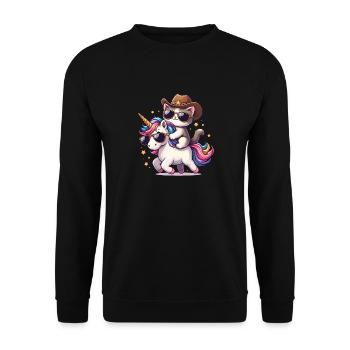 Licorne Et Chat, Propriétaire De Chat, Amoureux Des Chats - Sweat-shirt Unisexe - noir - Devant - Alina (178cm) & Michal (187cm)