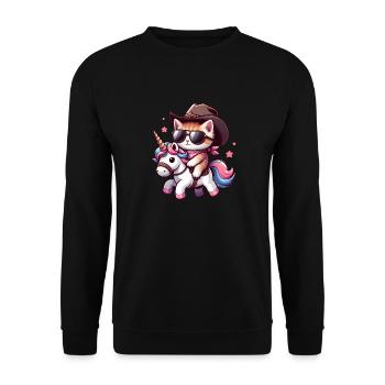 Licorne Et Chat, Propriétaire De Chat, Amoureux Des Chats - Sweat-shirt Unisexe - noir - Devant - Alina (178cm) & Michal (187cm)