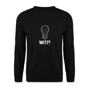 Elektriker: WATT? Humor und Handwerk vereint - Unisex Pullover - Schwarz - Vorne - Alina (178cm) & Michal (187cm)