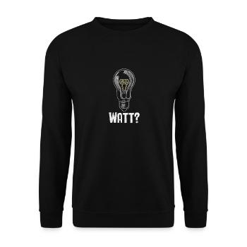 Elektriker: WATT? Humor und Handwerk vereint - Unisex Pullover - Schwarz - Vorne - Alina (178cm) & Michal (187cm)