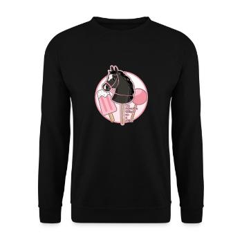CHEVAL DE LOISIR - ROSE - CHEVAL SUR UN BÂTON - Sweat-shirt Unisexe - noir - Devant - Alina (178cm) & Michal (187cm)