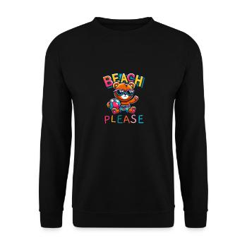 lustiger Bär - Beach Please - Unisex Pullover - Schwarz - Vorne - Alina (178cm) & Michal (187cm)