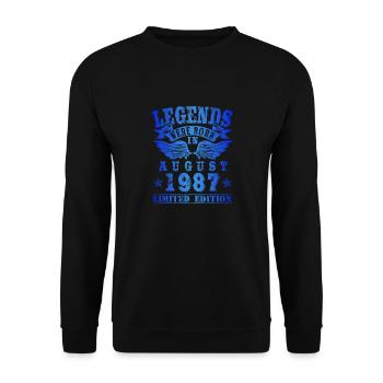 Legends were born in August 1987 Geburtstag - Unisex Pullover - Schwarz - Vorne - Alina (178cm) & Michal (187cm)