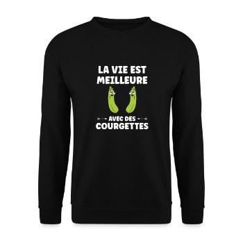 courgette - Sweat-shirt Unisexe - noir - Devant - Alina (178cm) & Michal (187cm)