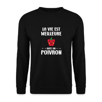 Humour poivron - Sweat-shirt Unisexe - noir - Devant - Alina (178cm) & Michal (187cm)