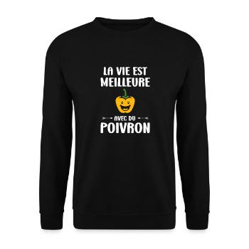 Humour poivron - Sweat-shirt Unisexe - noir - Devant - Alina (178cm) & Michal (187cm)