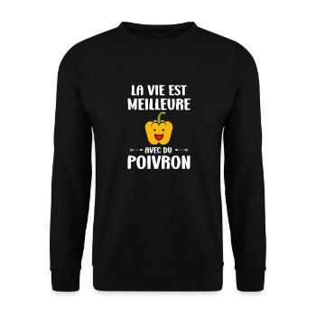 Humour poivron - Sweat-shirt Unisexe - noir - Devant - Alina (178cm) & Michal (187cm)