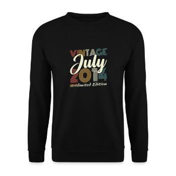 Juli 2014 Vintage Retro Geburtstagsgeschenk - Unisex Pullover - Schwarz - Vorne - Alina (178cm) & Michal (187cm)