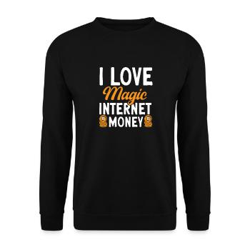 Bitcoin Kryptowährung BTC Crypto Trader - Unisex Pullover - Schwarz - Vorne - Alina (178cm) & Michal (187cm)