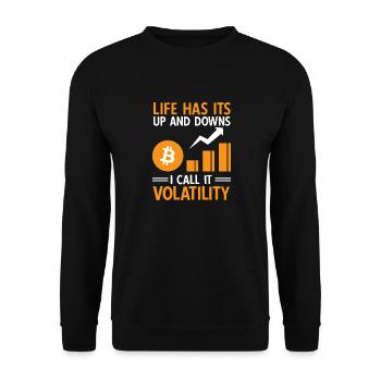 Bitcoin Kryptowährung BTC Crypto Trader - Unisex Pullover - Schwarz - Vorne - Alina (178cm) & Michal (187cm)