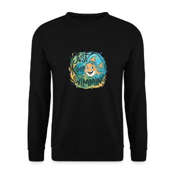 SCHWIMMEN SIE EINFACH WEITER - Unisex Pullover - Schwarz - Vorne - Alina (178cm) & Michal (187cm)