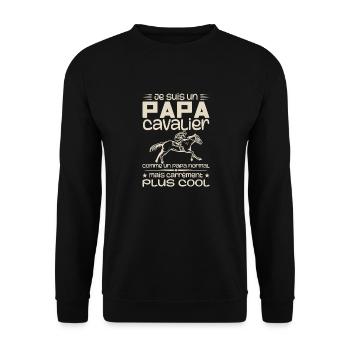 Papa Reiter Papa Normal Reiten - Unisex Pullover - Schwarz - Vorne - Alina (178cm) & Michal (187cm)