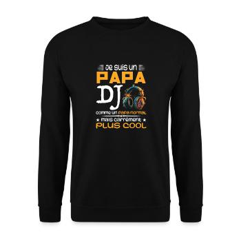 DJ Dad - Papa DJ Geschenk - Unisex Pullover - Schwarz - Vorne - Alina (178cm) & Michal (187cm)