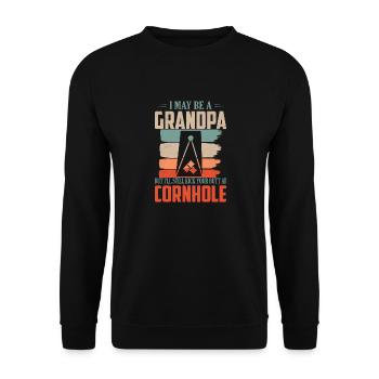 Drôle de grand-père Cornhole Bean Bag Toss Player - Sweat-shirt Unisexe - noir - Devant - Alina (178cm) & Michal (187cm)