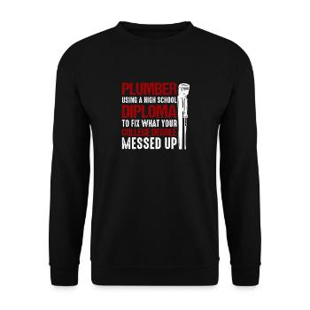 Funny Plumber Plumbing Pipefitter Wrench - Unisex Sweatshirt - black - Front - Alina (178cm) & Michal (187cm)