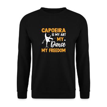Capoeira ist meine Kunst, mein Tanz, meine Freiheit - Unisex Pullover - Schwarz - Vorne - Alina (178cm) & Michal (187cm)