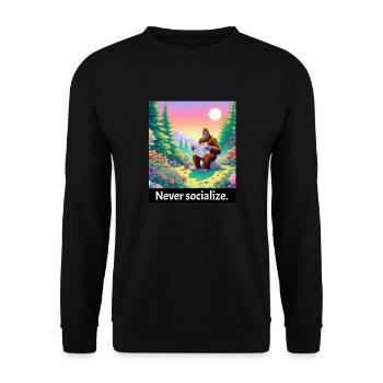 Ne jamais socialiser - drôle de bigfoot - Sweat-shirt Unisexe - noir - Devant - Alina (178cm) & Michal (187cm)