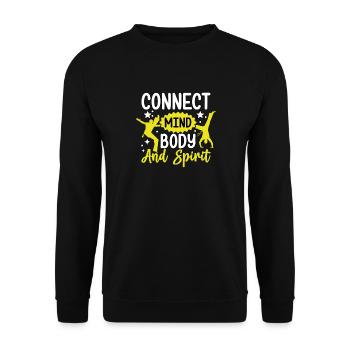 Verbinden Sie Geist, Körper und Seele - Unisex Pullover - Schwarz - Vorne - Alina (178cm) & Michal (187cm)