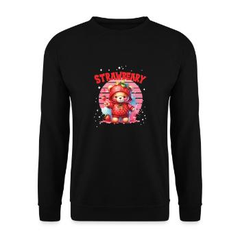 Petit ours kawaii japonais avec des fraises en costume - Sweat-shirt Unisexe - noir - Devant - Alina (178cm) & Michal (187cm)