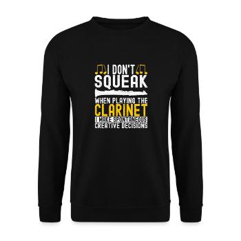 Klarinette Blasinstrument Klarinettenspieler - Unisex Pullover - Schwarz - Vorne - Alina (178cm) & Michal (187cm)