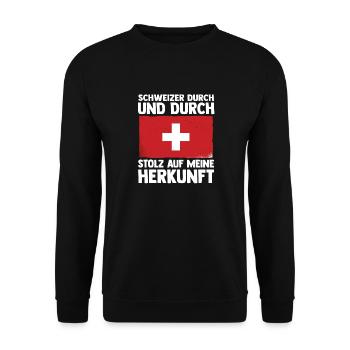 Suisse suisse - Sweat-shirt Unisexe - noir - Devant - Alina (178cm) & Michal (187cm)