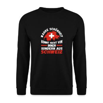 Suisse suisse - Sweat-shirt Unisexe - noir - Devant - Alina (178cm) & Michal (187cm)
