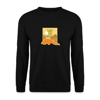 Rettet die Schuppentiere T-Shirt Gefährdete Arten Wortspiel - Unisex Pullover - Schwarz - Vorne - Alina (178cm) & Michal (187cm)
