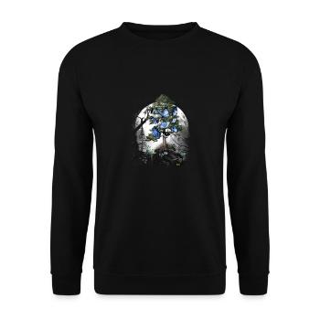 Wald mystisch Schmetterlinge Frühling Waldtiere - Unisex Pullover - Schwarz - Vorne - Alina (178cm) & Michal (187cm)