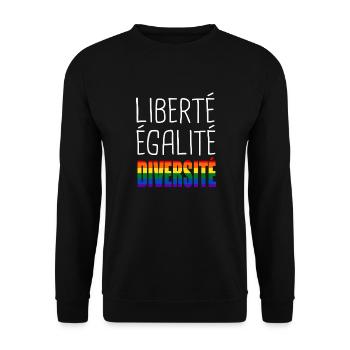LGBT liberté égalité diversité - Sweat-shirt Unisexe - noir - Devant - Alina (178cm) & Michal (187cm)