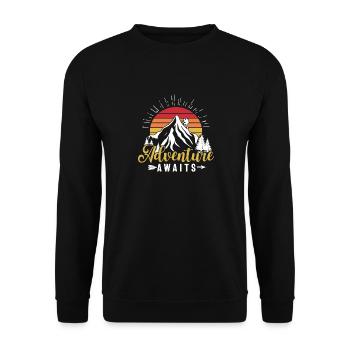 Adventure Awaits - Unisex Pullover - Schwarz - Vorne - Alina (178cm) & Michal (187cm)
