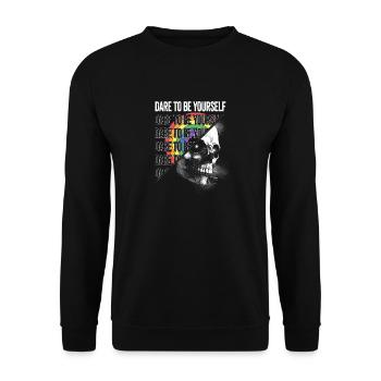 Skull Proud Ally LGBTQ Pride Lesbian Gay Dare to - Unisex Sweatshirt - black - Front - Alina (178cm) & Michal (187cm)